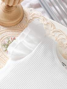 SHEIN Baby Girls 2pcs Set, Fashionable Simple Casual Style Solid Color, Spring/Summer Versatile Outfit - White - View 8