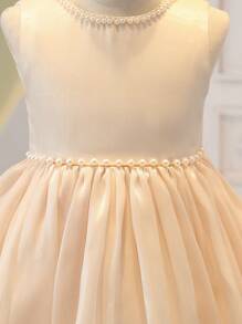 Girls' Pearl Princess Dress, Champagne Color, Wedding Flower Girl Party Formal Dress - Champagne - View 6