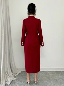 Elenzga Effen kleur staande kraag overjas, casual voor herfst/winter