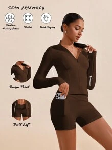 VARSITIE High Neck Long Sleeves Skinny Women Sports Sets