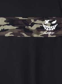 SHEIN Leap Crew 2pcs/Set Teen Boys Casual Comfortable Highly Attractive Camouflage Patchwork Graphic Hoodie & Sweatpants Two-Piece Set - Multicolor - View 4