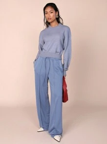 COSMINA Damen V-Ausschnitt Langarm Pullover mit gesticktem Buchstaben, Lässig