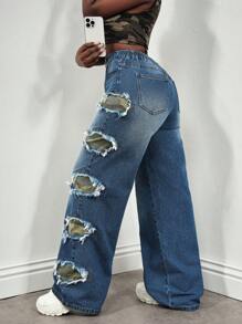 Slaydiva Women's Jeans Camouflage Fit Straight Leg Pants Stitching Camo Cargo Women Pants Low Rise Jeans Y2k Clothes Petite Women Y2k Pants Baggy Women Jeans Low Rise Baggy Jeans Street Wear Women Street Wear Women Ripped Women Jeans Cargo Women Pants Baggy Women Jeans