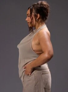 MUSERA Blusa con cuello halter y drapeado para talla grande, sexy, para salir, vacaciones, descanso, rave, concierto, festival en otoño e invierno