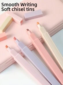 12 支莫兰迪美学方形荧光笔，温和软凿头记号笔粉彩荧光笔不渗色，快干，适用于日记笔记学校文具用品情人节、情人节婚礼、生日 - 彩色 - 查看 3