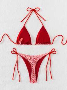 Ensemble de maillot de bain sexy avec bretelles torsadées, accessoire pour femmes, idéal pour les vacances à la plage en été - Multicolore - Voir 4