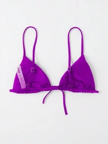 Swim Basics Summer Beach Triangle Bikini Top - Purple - View 2