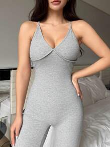 DAZY Women Solid Color Fitted Knitted Camisole & Shorts Pajama Set