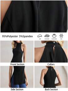BizChic Women's Neck Halter Top, Elegant Office Commuter , Suitable For New Year, Date, Spring/Summer - Black - View 3