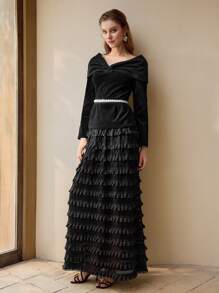 MOTF PREMIUM V NECK PEPLUM TOP - Black - View 5