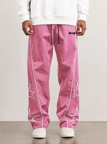 Manfinity Hypemode 男士宽松休闲星星图案抽绳腰裤，秋季