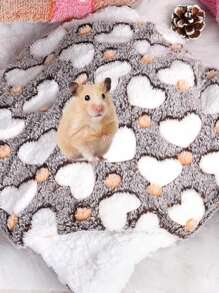 Hamaca con patrón de corazón para mascotas - Bolsa de dormir de doble capa suave de color marrón oscuro para gatos y perros, cama cómoda para mascotas en el hogar