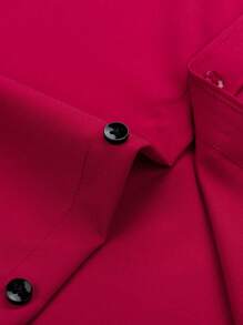 Manfinity Mode Men Solid Color Button Front Long Sleeve Pocket Casual ...