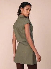 COSMINA Women Casual Commute Solid Color Short Sleeve Top And Skirt 2 Pieces Set