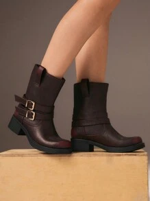 CUCCOO GRLICON Women's Ankle Boots And Ankle Boots, Y2K Style, Punk Style, Biker Style, Cool Girl Style, Suitable For Halloween, Christmas, Party - Burgundy - View 9