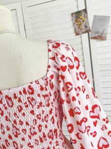 Soleia Blusa de manga farol con cuello barco y estampado de leopardo rosa, talla grande, adecuada para otoño/invierno