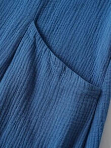 Rusticease Plus Size Women Blue Short Sleeve Casual Dress, Early Spring - Blue - View 6