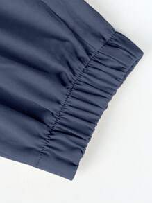 Manfinity Homme Pantalones casuales con cordón y bolsillo para hombres, prendas casuales simples y de uso diario para hombres en azul marino, otoño - Azul Marino - Ver 5