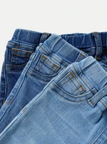 SHEIN 男婴三件套休闲基础款猫须高弹力修身牛仔裤套装，适合宝宝日常穿着和户外活动。 - 彩色 - 查看 5