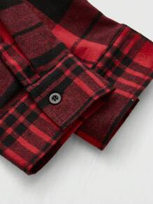 Manfinity Homme Bộ 2 món/Bộ quần áo kẻ caro tay dài cài nút đơn giản cỡ lớn dành cho nam, trang phục ấm áp, quần áo mùa thu - Nhiều màu - Xem 7