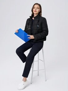 TaskEZ Women's Autumn/Winter Stand Collar Scrub Uniform Coat