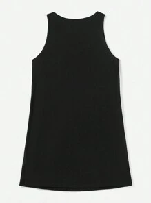 EMERY ROSE Women's Casual Leopard Print Heart Tank Top Mini Dress Suitable For Going Out Chic Dress - Black - View 3