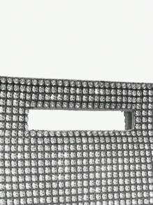SHEIN BAE Square Rhinestone Decor Minimalist Casual Everyday Handbag Valentines - Silver - View 4