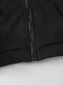 SHEIN Tween Boy Outdoor Brand Spring/Summer Korean Version Special Fabric Hooded Jacket Coat - Black - View 4