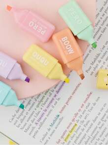 SHEIN 1/2/4 Pcs Mini Highlighter Pen Set, Mini Highlighter Pen Gift Fluorescent Note Taking Pen, Colored Highlighter Pen, Eye Protection