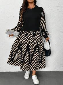 SHEIN Essnce 大码女装连衣裙、节日连衣裙、春季连衣裙、长袖连衣裙、女士连衣裙优雅夏装度假连衣裙、孕妇装拍照连衣裙沙滩裙、女士休闲连衣裙休闲连衣裙飘逸连衣裙、夏季连衣裙度假 - 黑色 - 查看 6