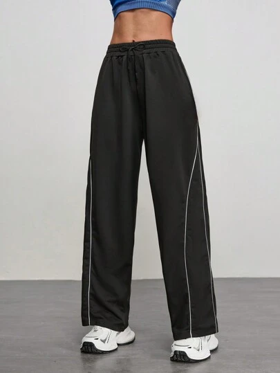 Exploreva 撞色边直筒休闲运动裤