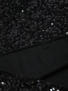 SHEIN Unity Women's Solid Color Sequin Plunging Neckline Fancy Cami Mini Dress