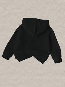 1 pieza Sudadera con estampado de un lindo capibara bebiendo té de burbujas para niño pequeño - Negro - Ver 4
