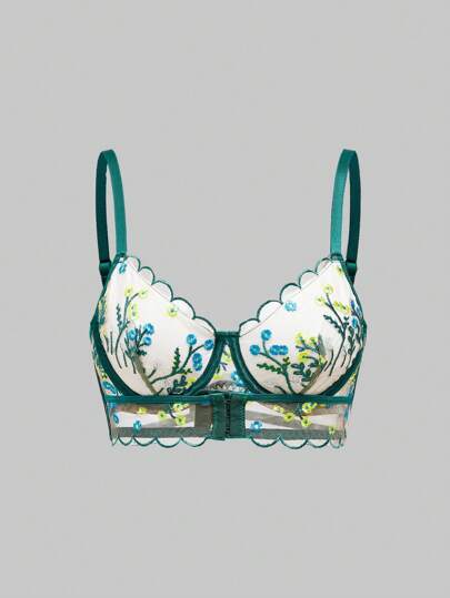 Fairycore Summer Embroidered Floral Front Closure Underwire Bra