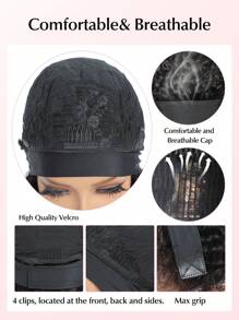 Peluca con diadema de cabello humano rizado afro rizado de 1B/30 ombre, sin encaje, sin pegamento, densidad del 150% para principiantes, de 12 a 18 pulgadas, fácil de usar, color ombre 1B/30 con diadema incorporada, sin encaje frontal, fabricada a máquina, mejor opción para principiantes, pelucas asequibles para uso diario - S1/30 - Ver 4