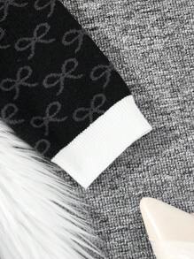 Women's Elegant Minimalist A-Line Colorblocked Sweater Dress - Black - View 7