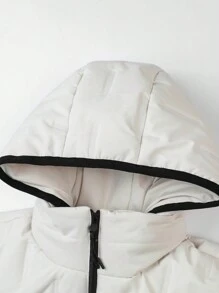 Manfinity Sport Corelite 男士连帽拉链休闲运动夹克，简约时尚，适合日常穿着，羽绒夹克 - 米色 - 查看 4