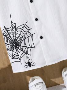 Tween Boy Spider Graphic White Short Sleeve Shirt - White - View 6