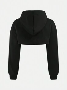 SHEIN 青少年女孩三件套：连帽运动衫、水钻装饰圆领背心和牛仔效果裤