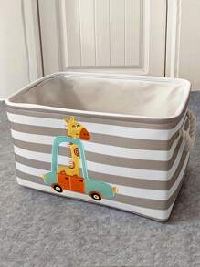 1PC Cute Cartoon Wild Animals Foldable Fabric Laundry Basket Toy Storage Box Rectangular Hamper Organizer For Bathroom Laundry Bedroom - Grey - View 7