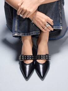 Cuccoo CUCCOO GRLICON Women's High Heel Black Punk Style Open Toe Shoes, Suitable For Night Out Chic Stylish Look, Dating Night Outfit Valentine's Day