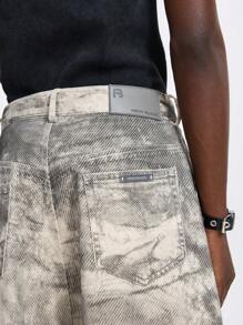 NEON BLANC Men's Fashionable Street-Style Woven Loose Printed Pants