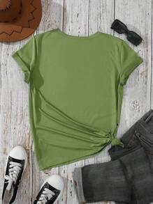 女士 Comfort Colors® 宗教衬衫、耶稣图案 T 恤、“因为我知道我为你制定的计划”圆领印花 T 恤 - 軍綠色 - 查看 2