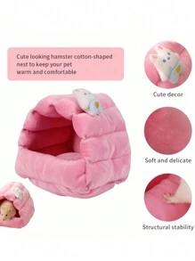 1pc仓鼠吊床花枝鼠金丝熊加温用品小宠物窝鼠窝垫松鼠刺猬床笼窝仓鼠窝 - 彩色 - 查看 3
