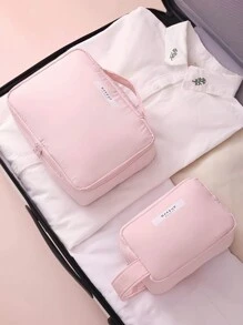 1PC Portable Cosmetic Bag With Handle Travel Makeup Organizer Large Capacity Toiletry Bag For Lipstick Brush Skincare Phone Coin Boho Vibes Gift For Valentine's Day Festival Vacation Home Multifunctional Storage