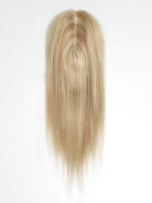 1pc V-Shaped Hairpiece Clip In Hair Extensions &1pc 3.25*5 Real Human Hair Toppers 14Inch/35Cm&12Inch/30Cm 100% Real Remy Human For Thinning Hair - Easy To Style, Lightweight, Breathable, Invisible And Undetectable, Suitable For All Hair Types And Daily Wear Honey Golden Light Blonde Color S18/22# - SP18/22 - View 6