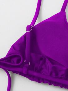 Swim Basics Summer Beach Triangle Bikini Top - Purple - View 3