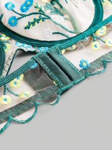 ROMWE Fairycore Summer Embroidered Floral Front Closure Underwire Bra - Multicolor - View 3