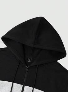 Manfinity Homme Plus Size Men's Casual Open Front Sweatshirt, Minimalist & Fashionable For Everyday Wear, For Fall Winter