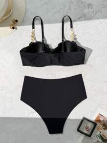 European & American Style Beaded Chain Sexy Bikini Set For Beach & Spa Summer - Black - View 6